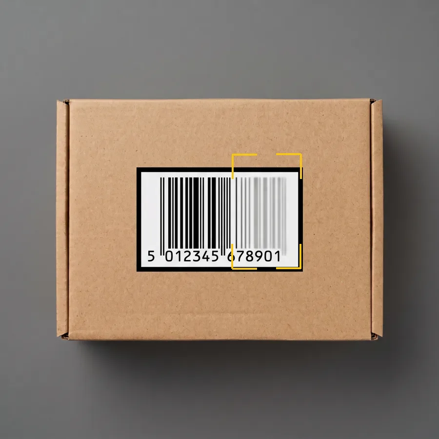Barcode smeared in printing. Barcode reading and product verification.