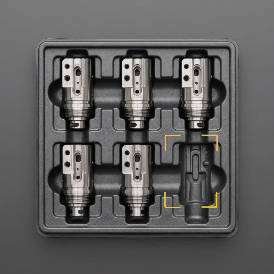 A component not in its seat. Kit content and count verification.